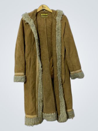 Veste extérieur ZE-ZE en daim brun avec doublure en sherpa et capuche
