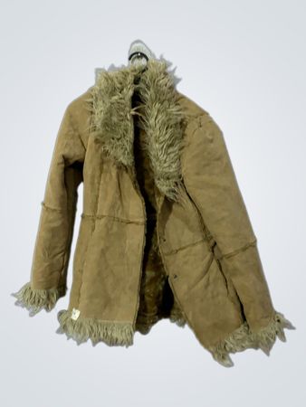 Brown Suede Jacket with Fur Trim