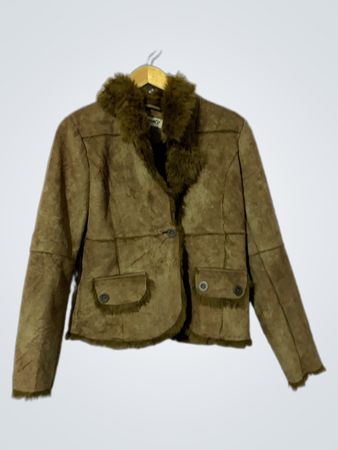 Formula Joven Faux Suede Fur Trim Jacket