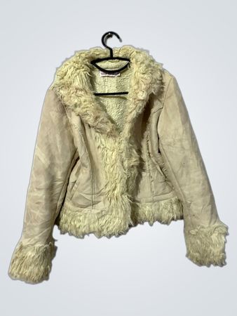 Giacca da donna in ecopelle scamosciata con bordo in pelliccia TOLENTINO