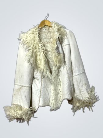 White Faux Fur Trimmed Jacket