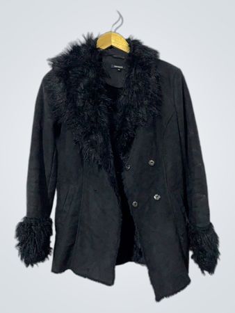 MORGAN Black Faux Fur Trimmed Jacket