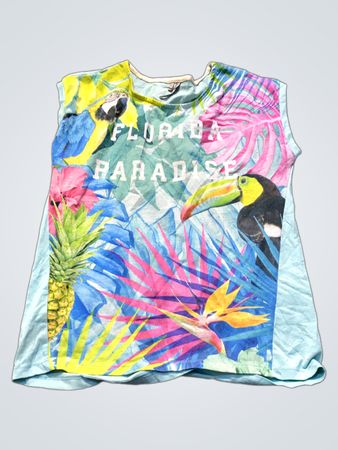 Blaues T-Shirt mit Florida-Paradies-Grafik