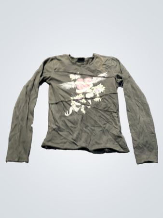 Jingfa Langarm-T-Shirt mit Herzgrafik