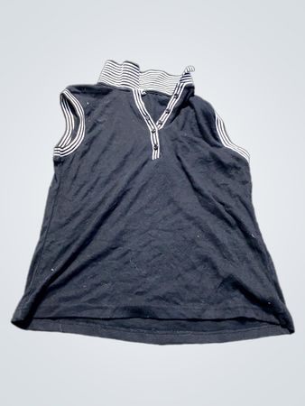 Schwarzes ärmelloses Polo-Shirt mit weißen Streifen