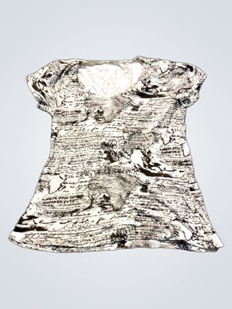 Weißes und schwarzes Grafikdruck-T-Shirt