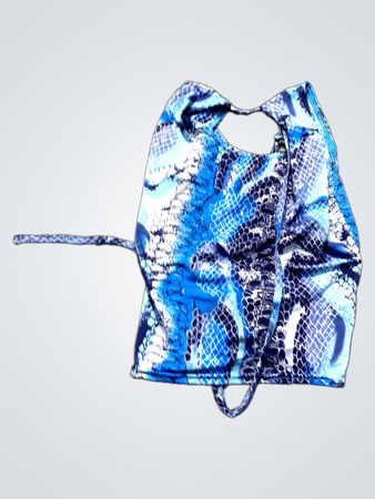 Blauer Schlangenprint-Haltertop