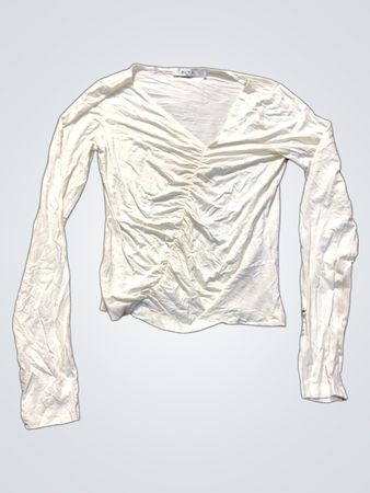 NA-KD Weißes Raffung Langarmshirt