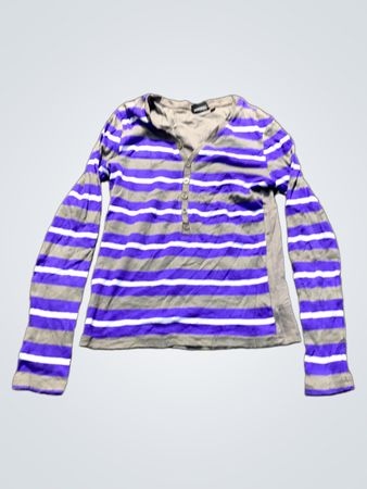 CoolCat Gestreiftes Langarm-Henley-Shirt