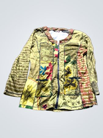 Lange ärmellose gemusterte Jacke mit Reißverschluss