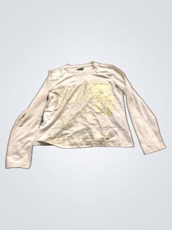 CANDA COLLECTION Weißes Langarmhemd mit goldener Grafik