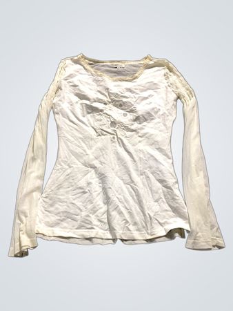 Gang White Long Sleeve Top mit Spitzenbesatz
