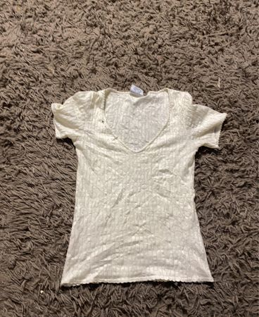 Weißes strukturiertes T-Shirt