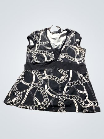 KappAhl Black Chain Print V-Ausschnitt Top