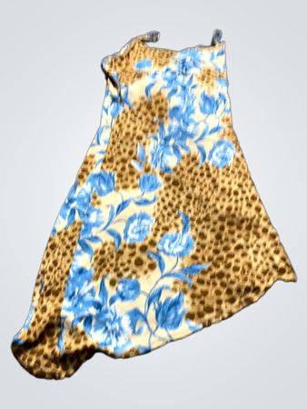 Braun und Blau Floral Druck Kleid