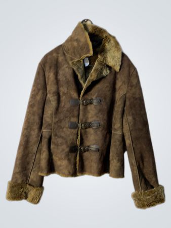 Einfache Komfort Braune Wildleder Jacke mit Kunstpelzgefüttert