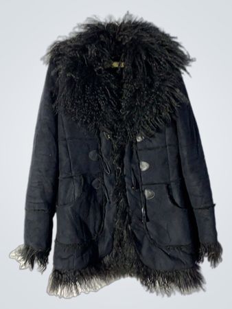 Black Faux Fur Trimmed Coat