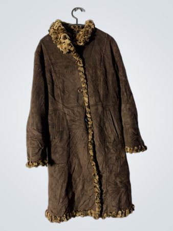 Brown faux fur trimmed coat