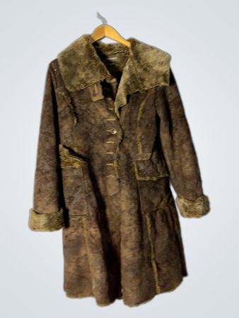 Brown Suede and Fur Trimmed Coat