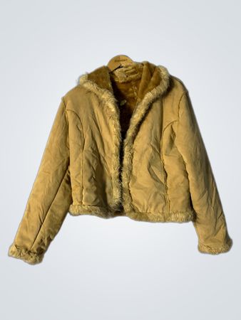 Beige Kunstfell-besetzte Jacke