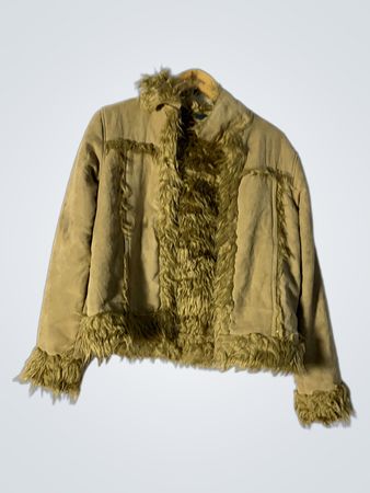 YADOU Faux Fur Lined Suede Jacket