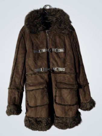 Brown Faux Fur Trimmed Coat
