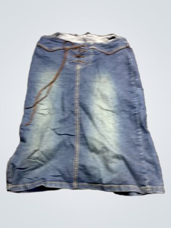 Denim-Midirock mit Schnürdetail