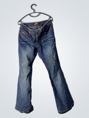 Lazer Jeans Damen Flare Jeans mit rotem Nähen