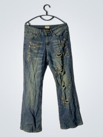 XOXO Damen Bootcut-Jeans mit Verzierungen