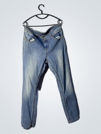 ROZ&ALI Damen Bootcut-Jeans mit leichter Waschung und verzierten Taschen