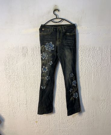 Huoxiang Bestickte Schlagjeans