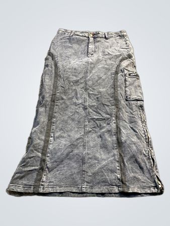 Grauer Denim-Maxirock mit Taschen