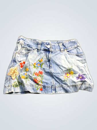 REN FABRIC Bestickter Denim Minirock