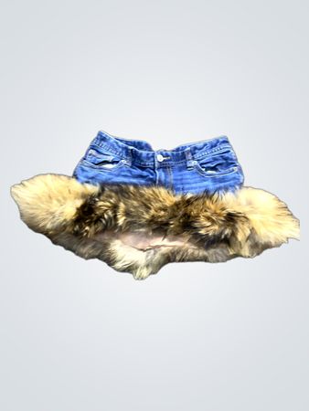 Express Jeans Denimrock mit Pelzbesatz