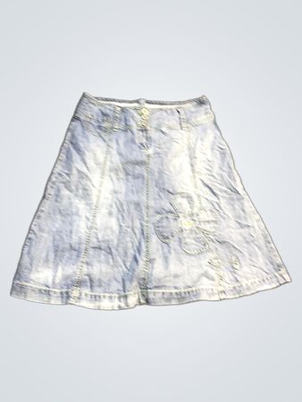 Jeansrock mit floralem Stickerei