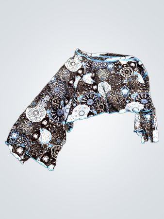 Braun- und blau gemusterter Oberteil