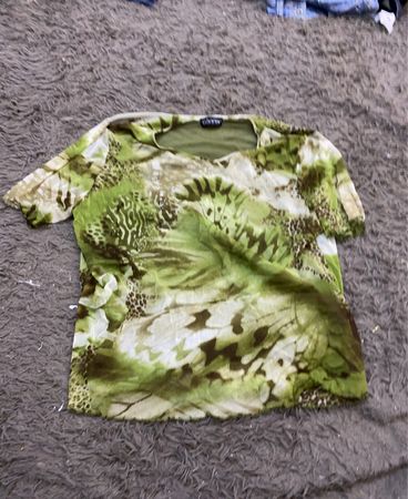 Gönner Green Abstract Print Sheer Top