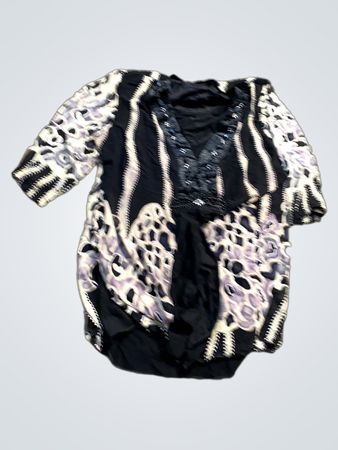 Schwarz-Weiße Druckbluse für Damen