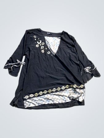 Cathara Black Embellished Tunic Top Größe 58