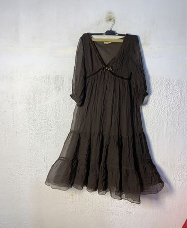 UN DEUX TROIS Braunes Schichtkleid