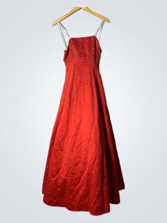 Rotes Perlen-Spaghetti-Top-Kleid