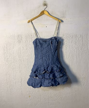 Metacerba Denim Ruffle Dress