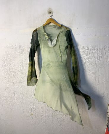 Durchsichtige Batik asymmetrische Tunika