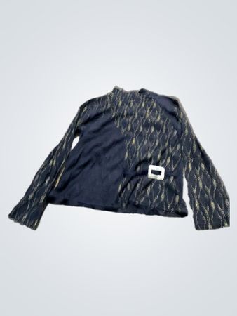Schwarzes Langarmshirt mit goldenem Muster