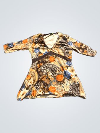Frauen Blütenprint V-Ausschnitt Tunika Top