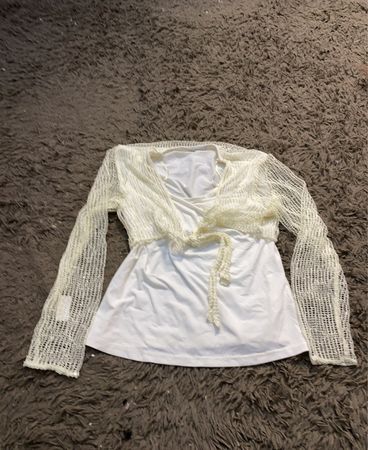 CANDA COLLECTION BEI CMA Weißes Häkel-Longsleeve