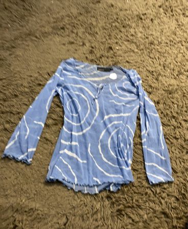 KappAhl Blue Swirl Print Long Sleeve Top