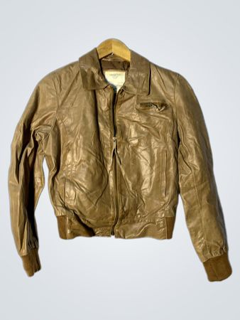 Eichenholz Vintage Leder Bomberjacke