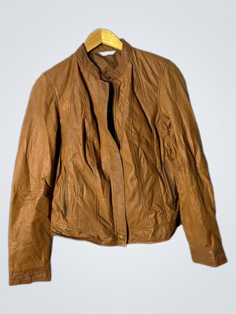 Promod Braune Leder Bikerjacke