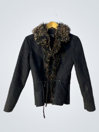 Eivissa Black Faux Fur Trim Jacket